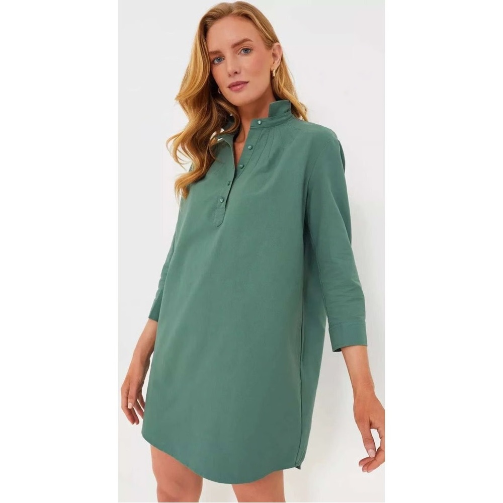Tuckernuck Pomander Place Green Button Down Collared Polly Shirt Dress Women’s L
